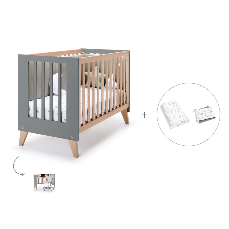 Lettino co-sleeping 60x120 cm (4in1) legno/antracite · Nexor C187R-M5895