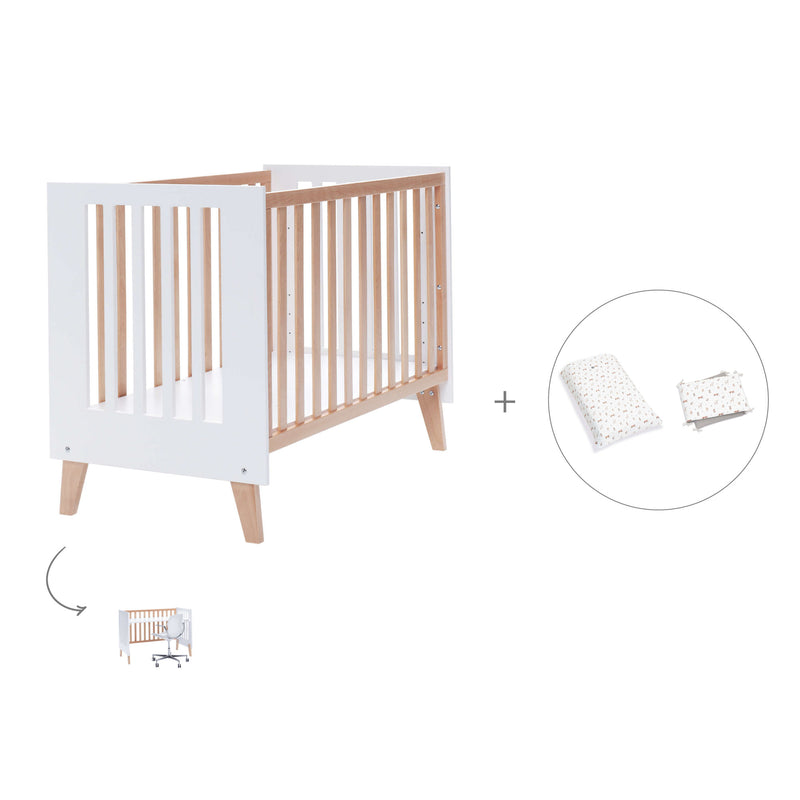 Lettino co-sleeping 60x120 cm (4in1) legno/bianco · Nexor C187R-M7795