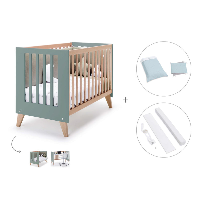 Lettino co-sleeping 60x120 cm (4in1) legno/verde · Nexor C187R-M5795