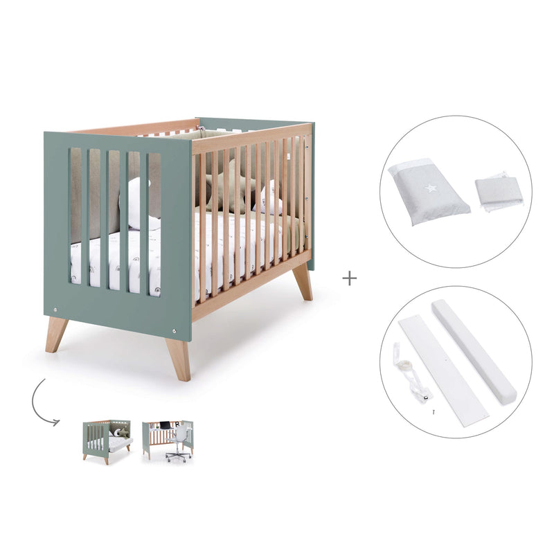 Lettino co-sleeping 60x120 cm (4in1) legno/verde · Nexor C187R-M5795