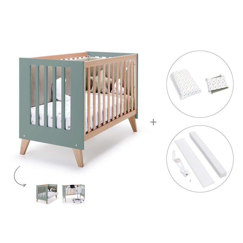 Lettino co-sleeping 60x120 cm (4in1) legno/verde · Nexor C187R-M5795