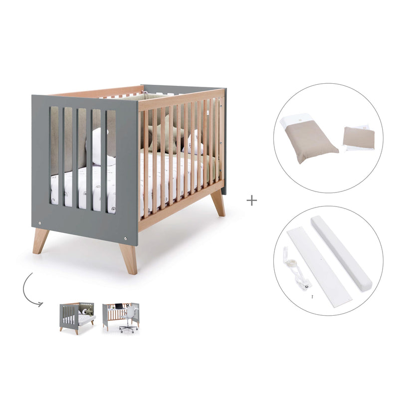 Lettino co-sleeping 60x120 cm (4in1) legno/antracite · Nexor C187R-M5895