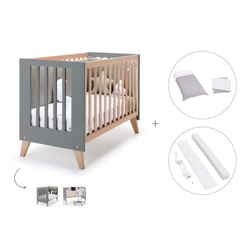 Lettino co-sleeping 60x120 cm (4in1) legno/antracite · Nexor C187R-M5895