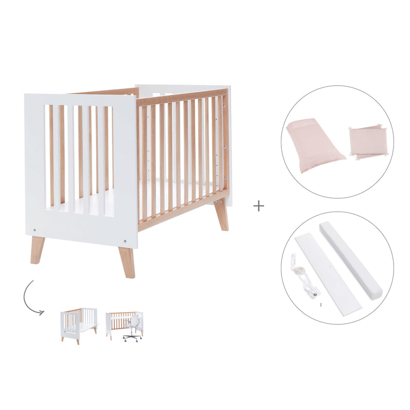 Lettino co-sleeping 60x120 cm (4in1) legno/bianco · Nexor C187R-M7795