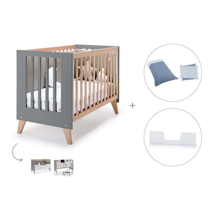 Lettino co-sleeping 60x120 cm (4in1) legno/antracite · Nexor C187R-M5895