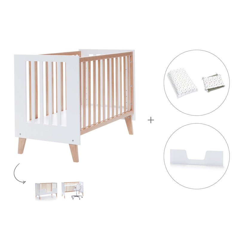 Lettino co-sleeping 60x120 cm (4in1) legno/bianco · Nexor C187R-M7795