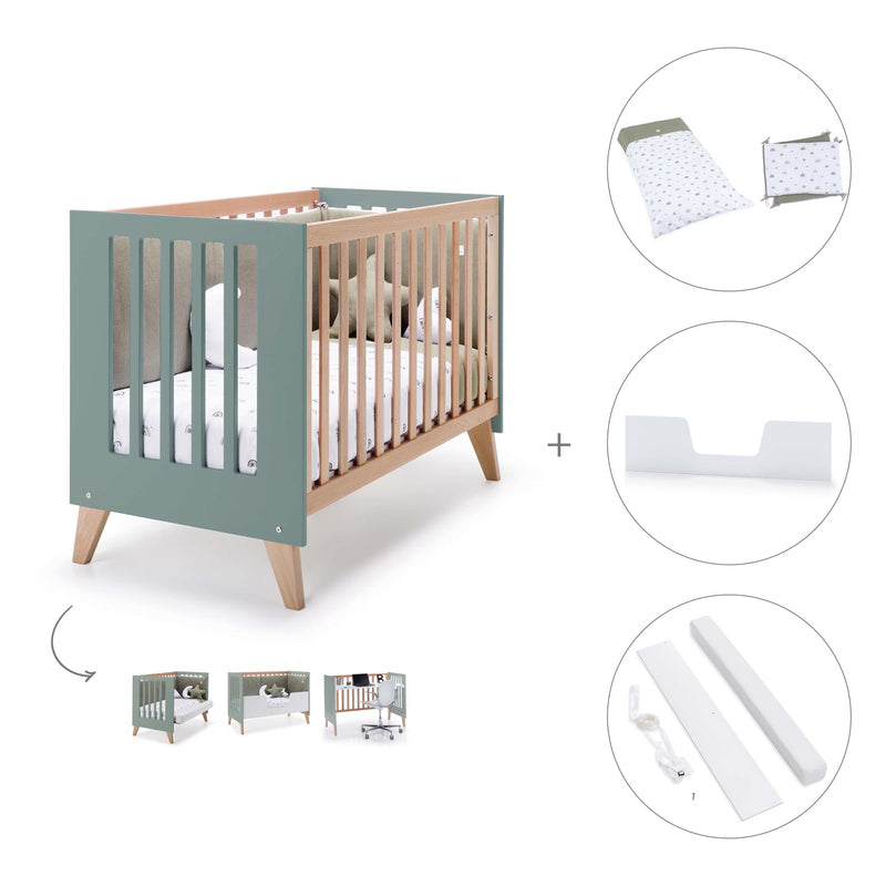 Lettino co-sleeping 60x120 cm (4in1) legno/verde · Nexor C187R-M5795