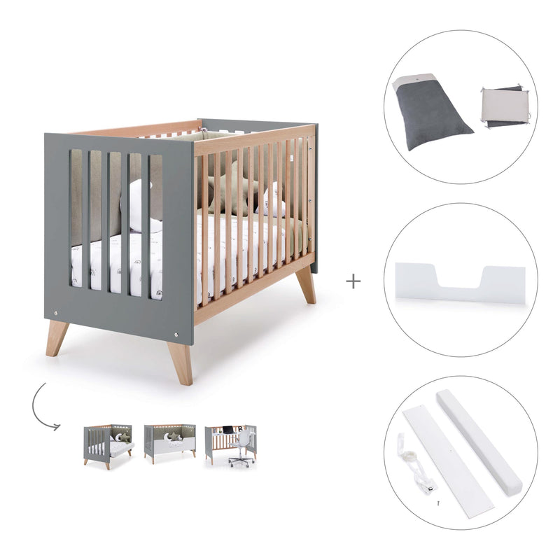 Lettino co-sleeping 60x120 cm (4in1) legno/antracite · Nexor C187R-M5895