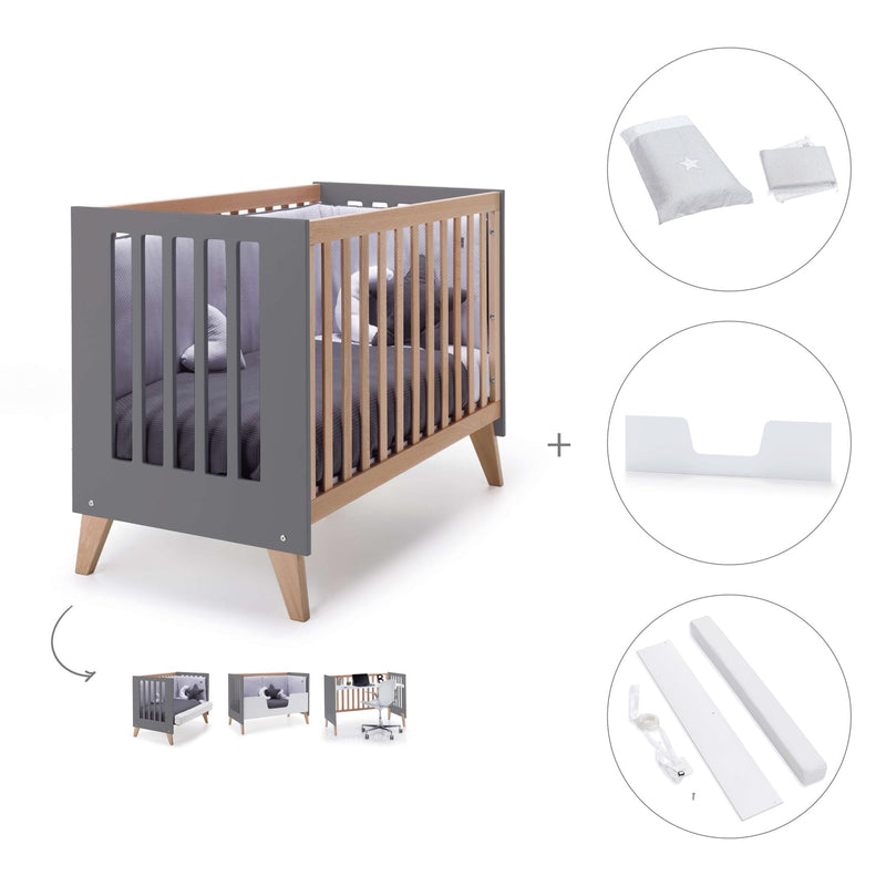 Lettino co-sleeping 60x120 cm (4in1) legno/marengo · Nexor C187R-M6995