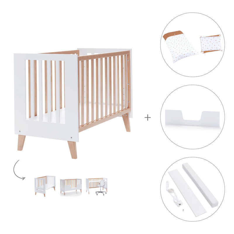 Lettino co-sleeping 60x120 cm (4in1) legno/bianco · Nexor C187R-M7795