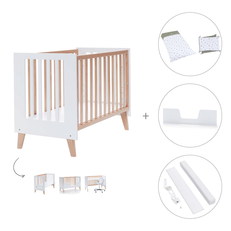 Lettino co-sleeping 60x120 cm (4in1) legno/bianco · Nexor C187R-M7795