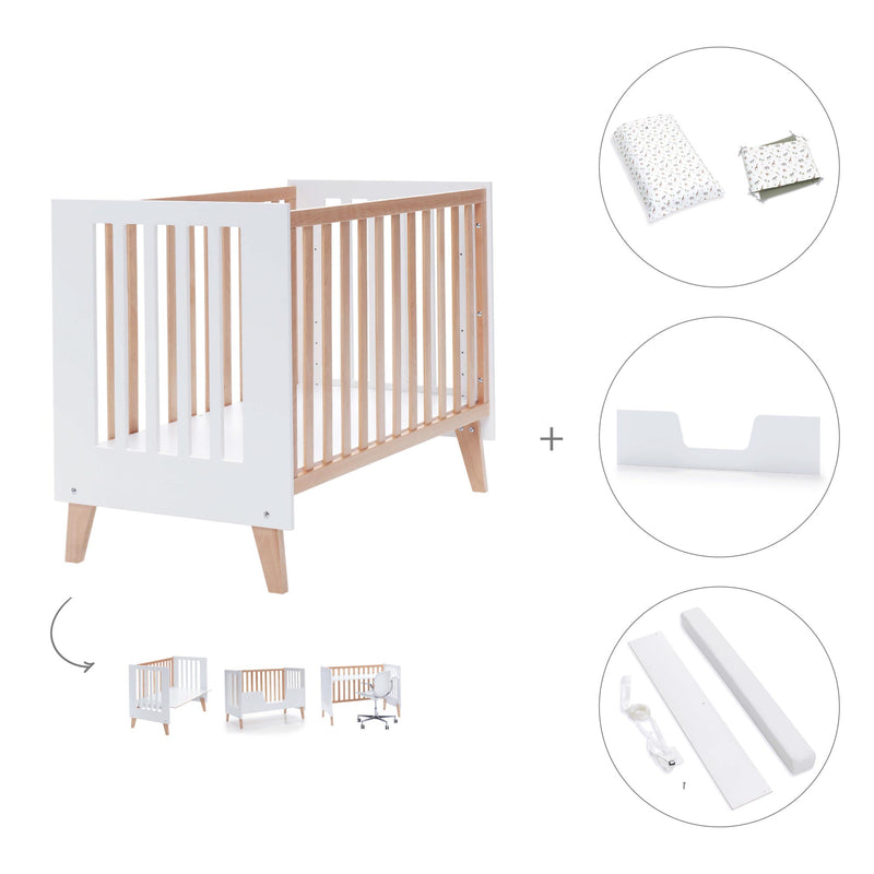 Lettino co-sleeping 60x120 cm (4in1) legno/bianco · Nexor C187R-M7795