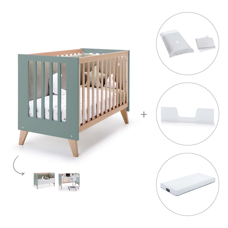 Lettino co-sleeping 60x120 cm (4in1) legno/verde · Nexor C187R-M5795