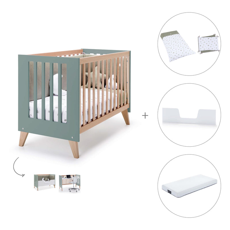 Lettino co-sleeping 60x120 cm (4in1) legno/verde · Nexor C187R-M5795