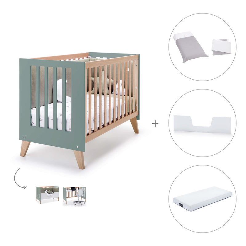 Lettino co-sleeping 60x120 cm (4in1) legno/verde · Nexor C187R-M5795