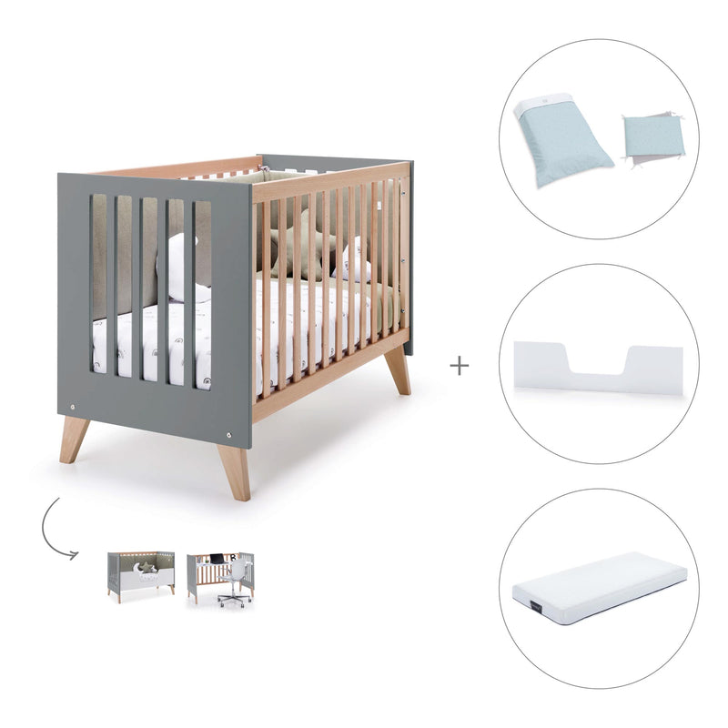 Lettino co-sleeping 60x120 cm (4in1) legno/antracite · Nexor C187R-M5895