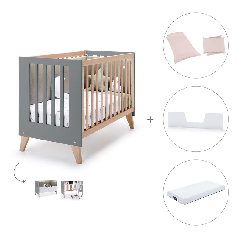 Lettino co-sleeping 60x120 cm (4in1) legno/antracite · Nexor C187R-M5895