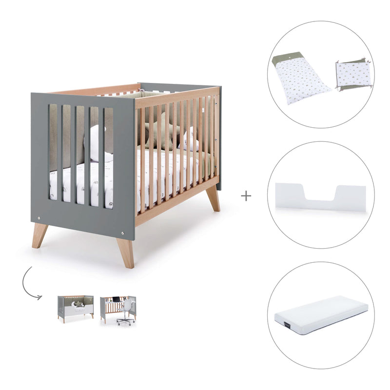 Lettino co-sleeping 60x120 cm (4in1) legno/antracite · Nexor C187R-M5895