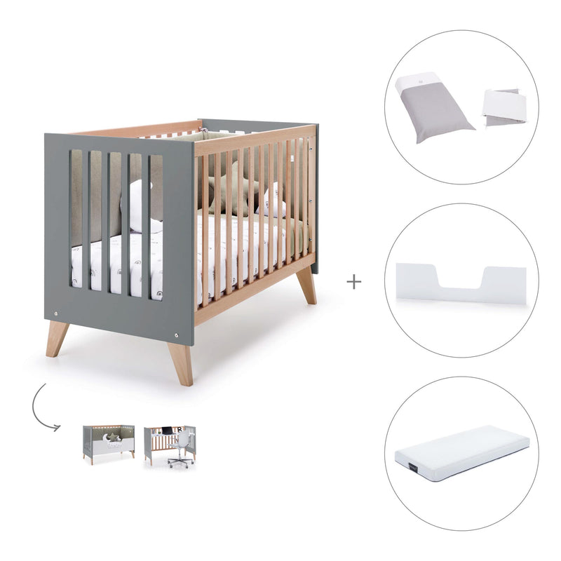 Lettino co-sleeping 60x120 cm (4in1) legno/antracite · Nexor C187R-M5895