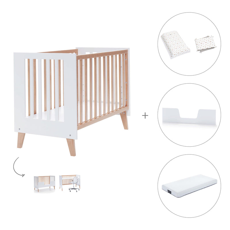 Lettino co-sleeping 60x120 cm (4in1) legno/bianco · Nexor C187R-M7795