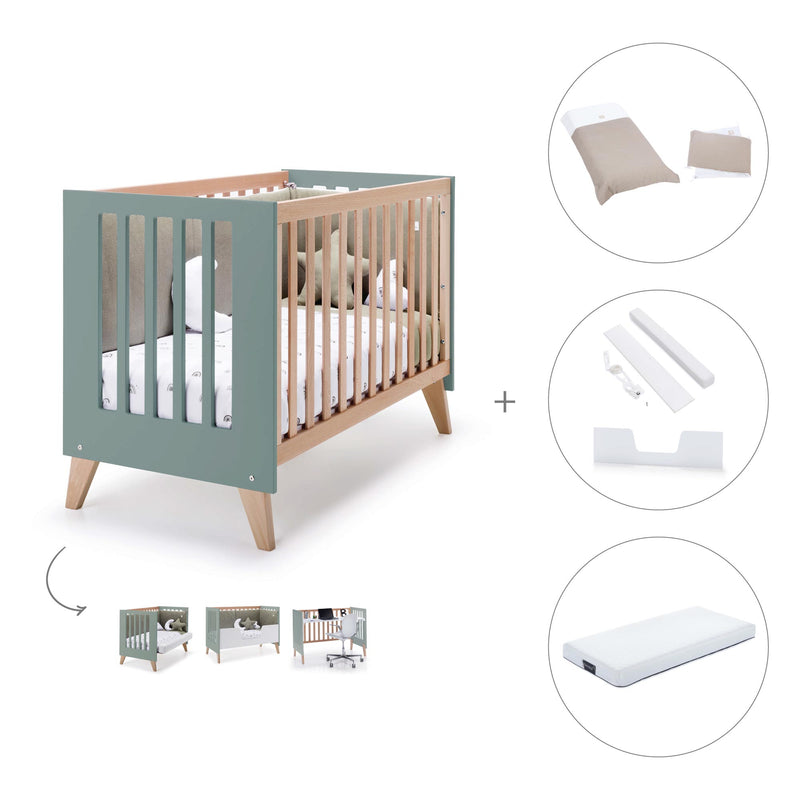 Lettino co-sleeping 60x120 cm (4in1) legno/verde · Nexor C187R-M5795