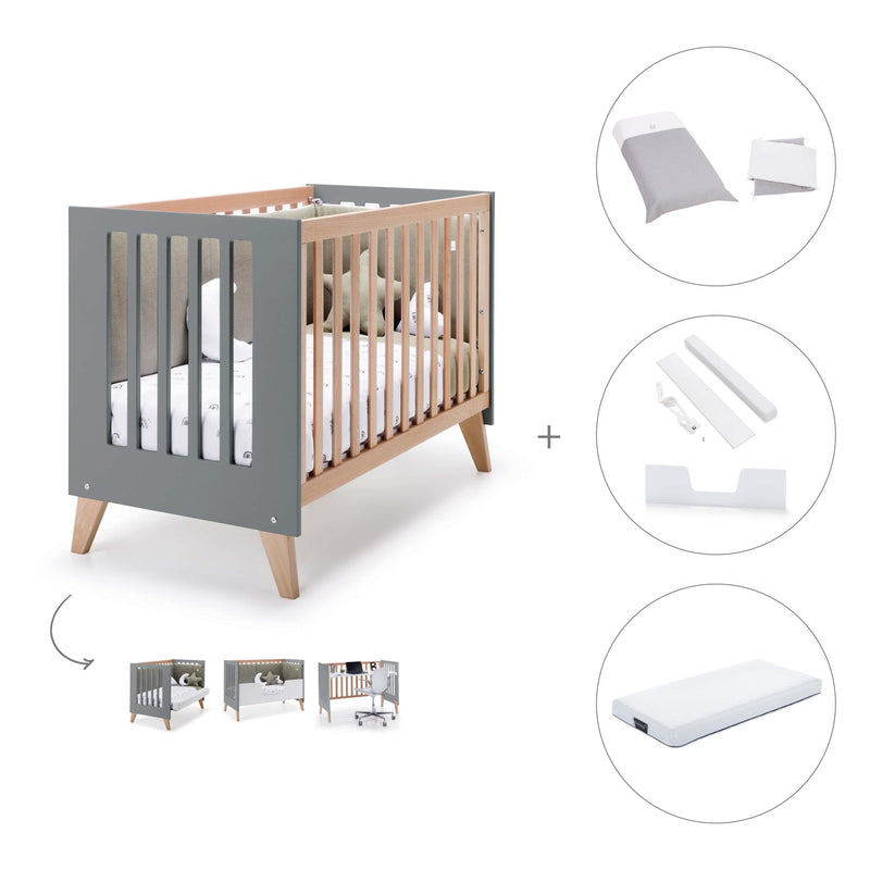 Lettino co-sleeping 60x120 cm (4in1) legno/antracite · Nexor C187R-M5895