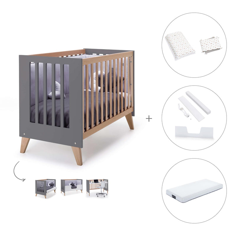 Lettino co-sleeping 60x120 cm (4in1) legno/marengo · Nexor C187R-M6995