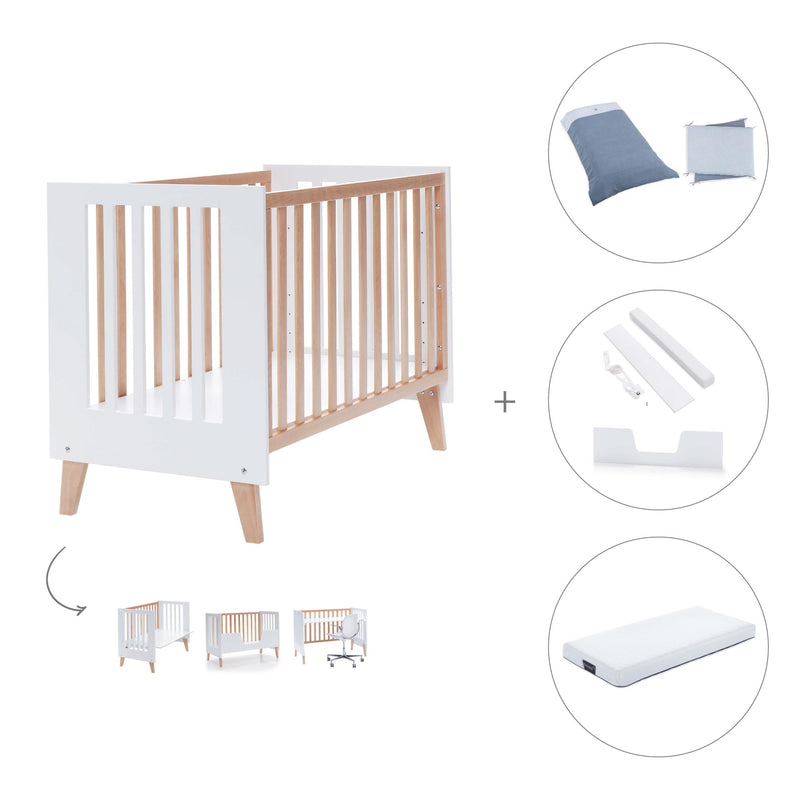 Lettino co-sleeping 60x120 cm (4in1) legno/bianco · Nexor C187R-M7795