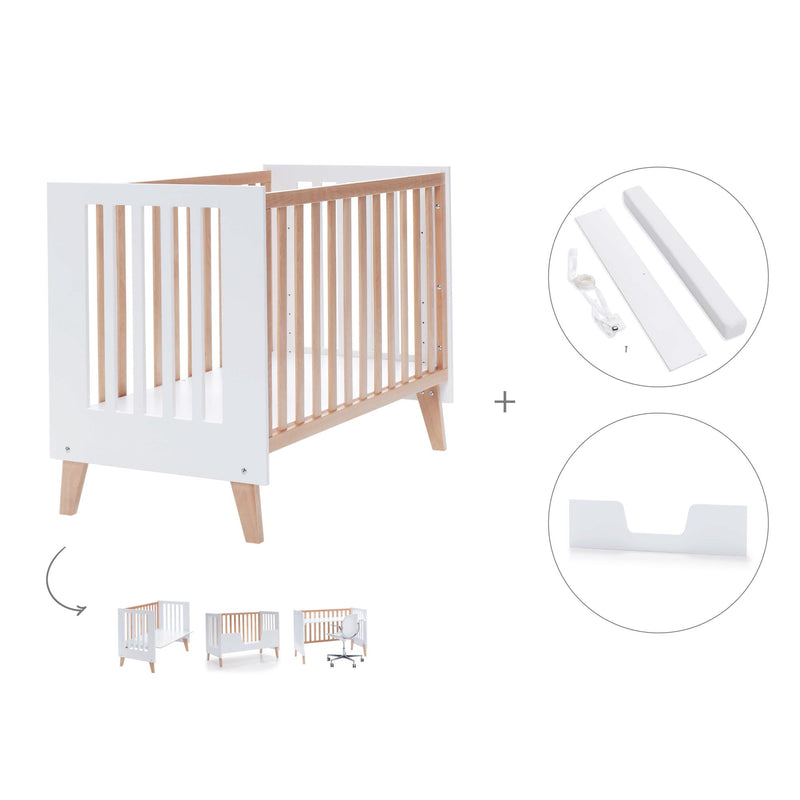 Lettino co-sleeping 60x120 cm (4in1) legno/bianco · Nexor C187R-M7795