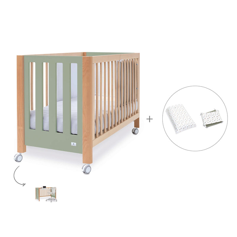 Lettino co-sleeping 60x120 cm (5in1) legno/verde oliva · Occa C166-M9556