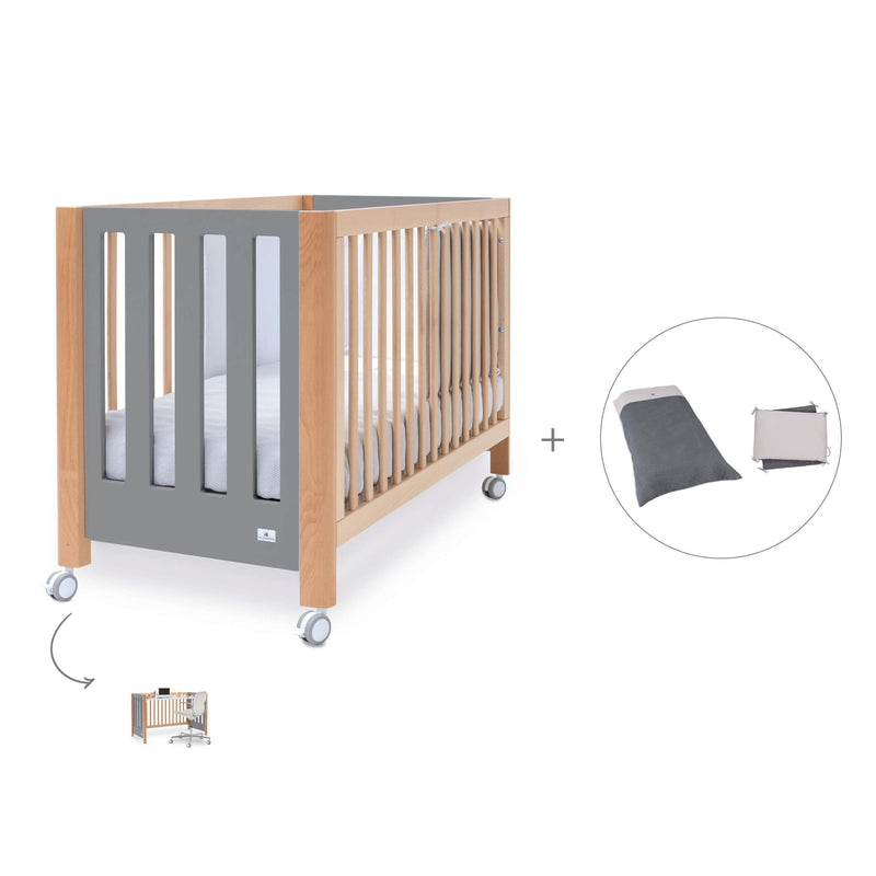 Lettino co-sleeping 60x120 cm (5in1) legno/grigio · Occa C166-M9558