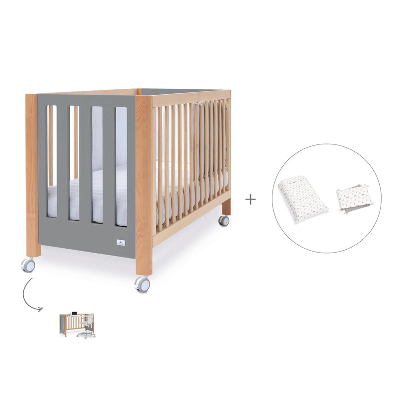 Lettino co-sleeping 60x120 cm (5in1) legno/grigio · Occa C166-M9558