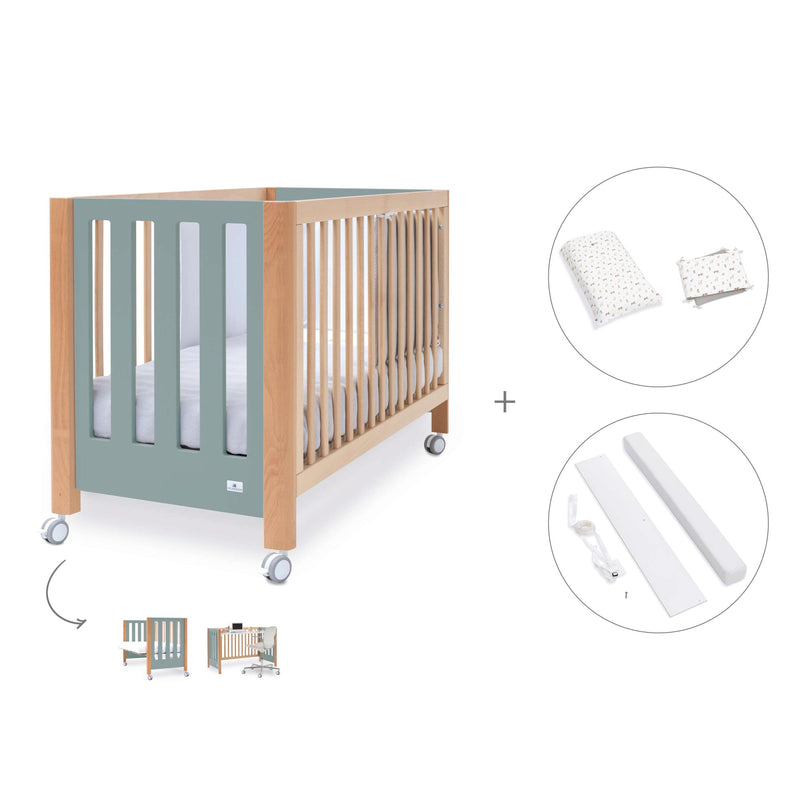 Lettino co-sleeping 60x120 cm (5in1) legno/verde · Occa C166-M9557