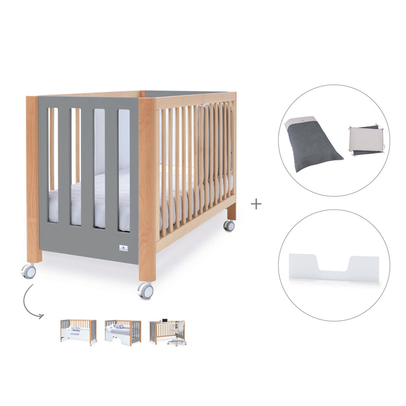 Lettino co-sleeping 60x120 cm (5in1) legno/grigio · Occa C166-M9558