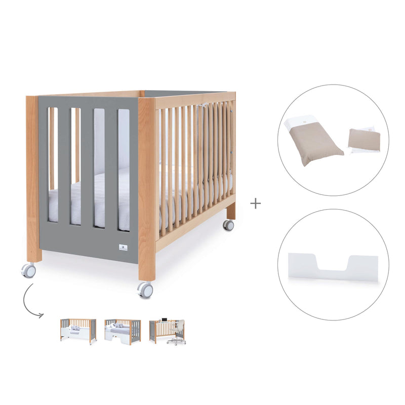 Lettino co-sleeping 60x120 cm (5in1) legno/grigio · Occa C166-M9558