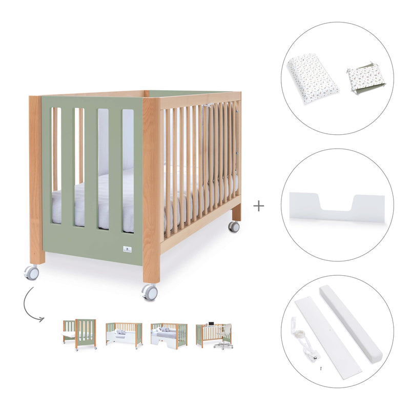 Lettino co-sleeping 60x120 cm (5in1) legno/verde oliva · Occa C166-M9556