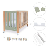 Lettino co-sleeping 60x120 cm (5in1) legno/verde oliva · Occa C166-M9556