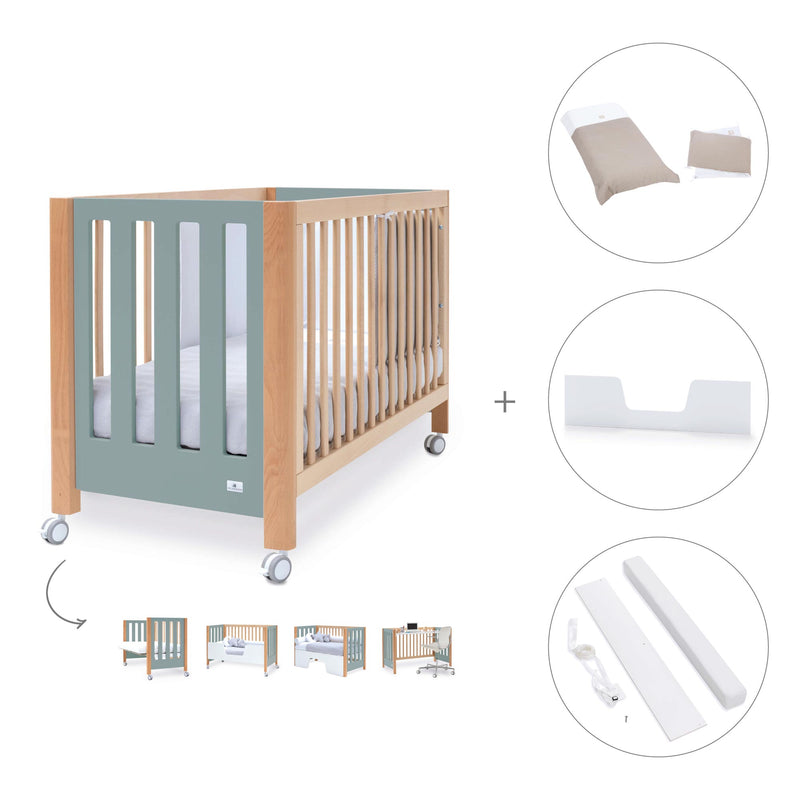 Lettino co-sleeping 60x120 cm (5in1) legno/verde · Occa C166-M9557