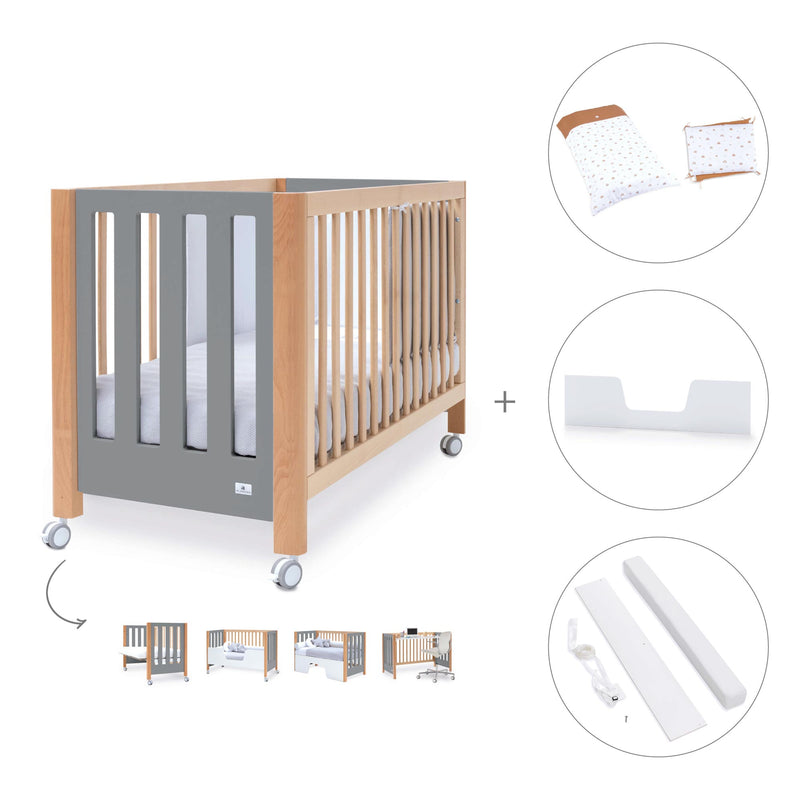 Lettino co-sleeping 60x120 cm (5in1) legno/grigio · Occa C166-M9558