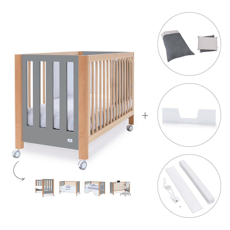 Lettino co-sleeping 60x120 cm (5in1) legno/grigio · Occa C166-M9558