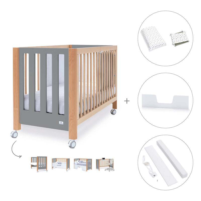 Lettino co-sleeping 60x120 cm (5in1) legno/grigio · Occa C166-M9558