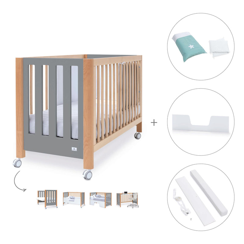 Lettino co-sleeping 60x120 cm (5in1) legno/grigio · Occa C166-M9558