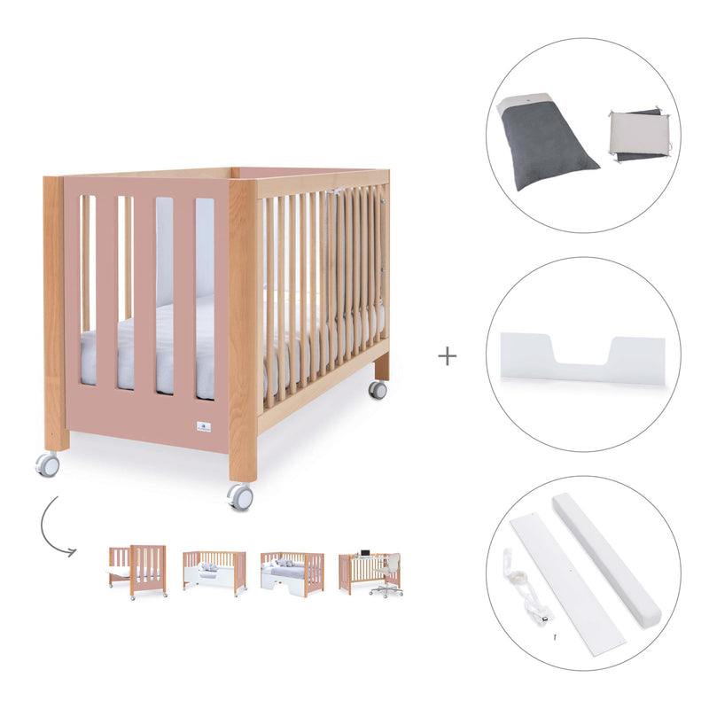 Lettino co-sleeping 60x120 cm (5in1) legno/rosa · Occa C166-M9559