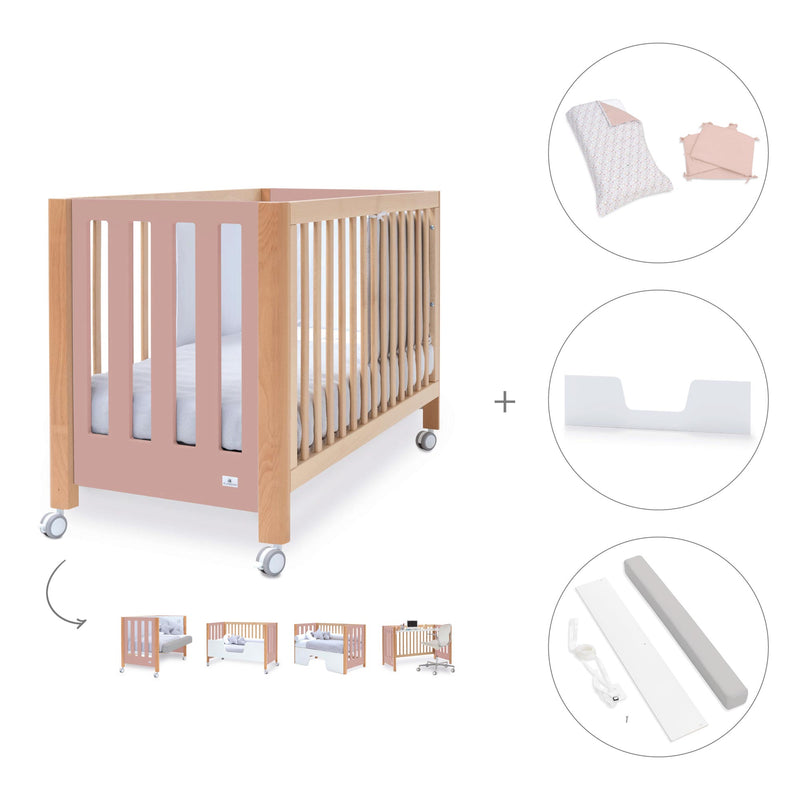 Lettino co-sleeping 60x120 cm (5in1) legno/rosa · Occa C166-M9559