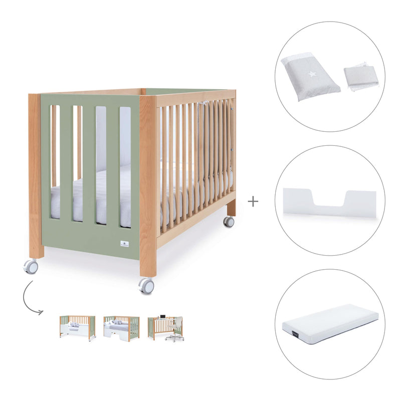 Lettino co-sleeping 60x120 cm (5in1) legno/verde oliva · Occa C166-M9556