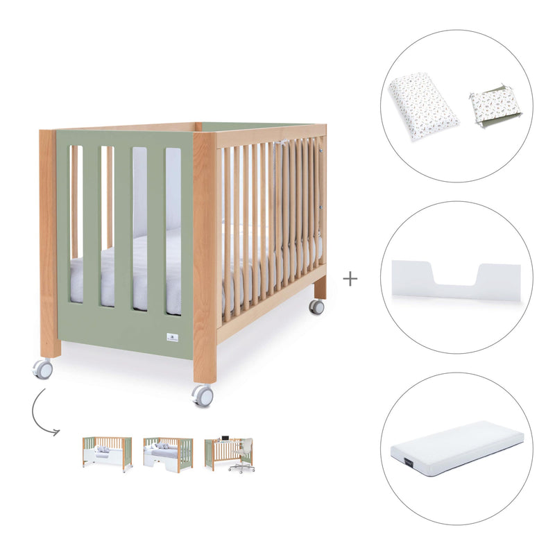 Lettino co-sleeping 60x120 cm (5in1) legno/verde oliva · Occa C166-M9556