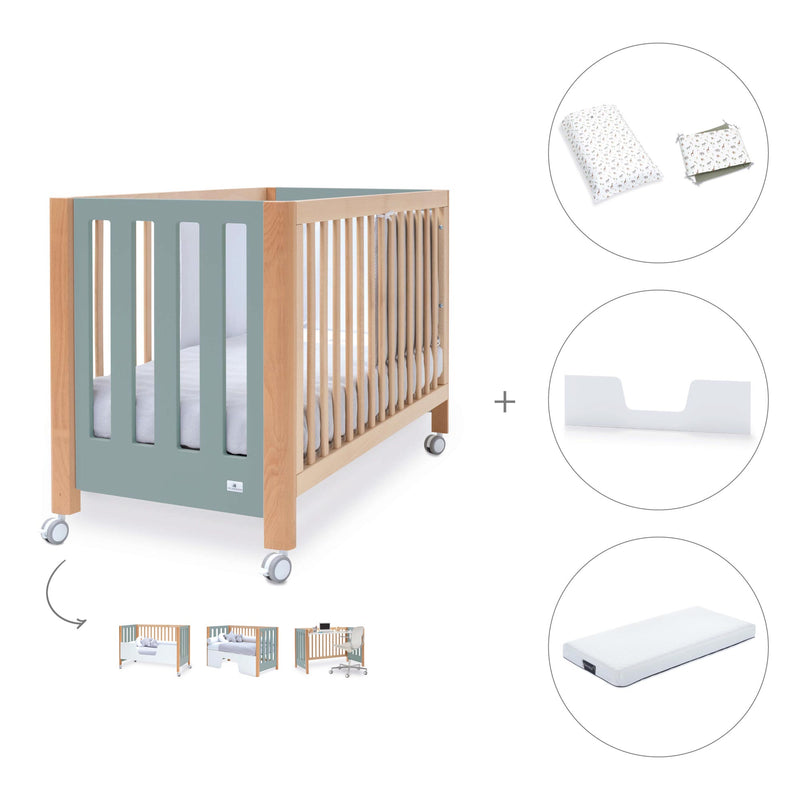 Lettino co-sleeping 60x120 cm (5in1) legno/verde · Occa C166-M9557