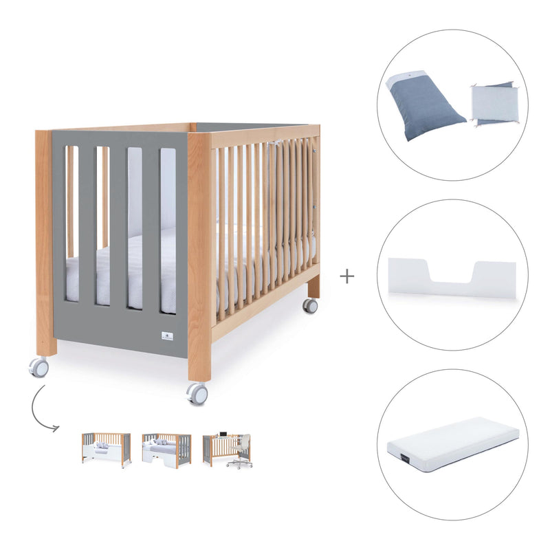 Lettino co-sleeping 60x120 cm (5in1) legno/grigio · Occa C166-M9558