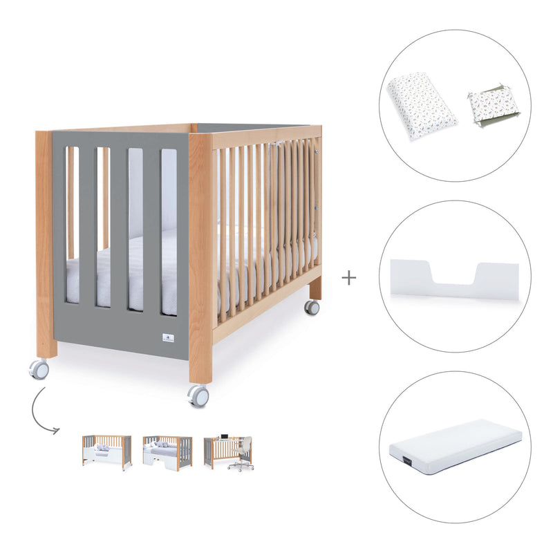 Lettino co-sleeping 60x120 cm (5in1) legno/grigio · Occa C166-M9558