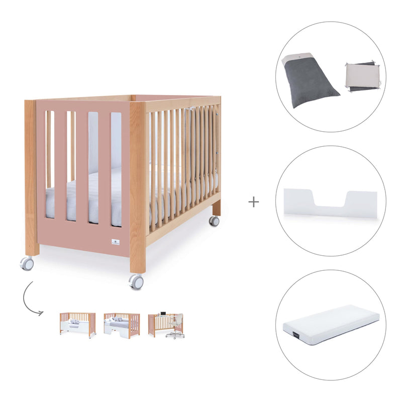 Lettino co-sleeping 60x120 cm (5in1) legno/rosa · Occa C166-M9559